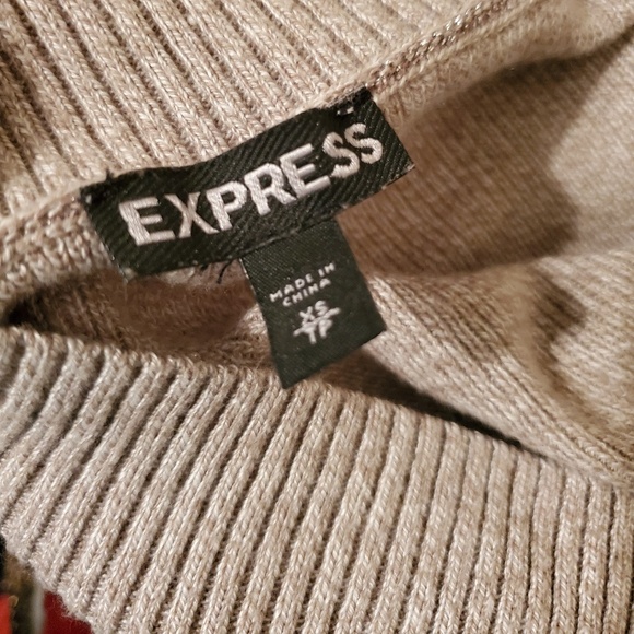 Beige Express Classic V-Neck Sweater - Picture 4 of 4